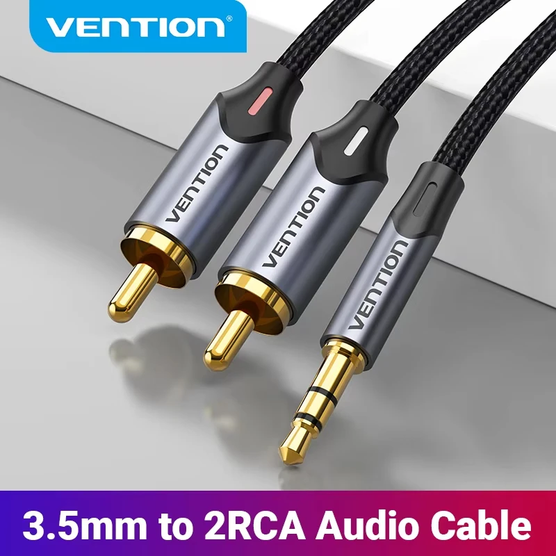 Vention Cable RCA 1,5 m 2m 3,5mm a 2RCA divisor RCA Jack 3,5 Cable de Audio para amplificador de teléfono inteligente Cable auxiliar de cine en casa - imagen 2
