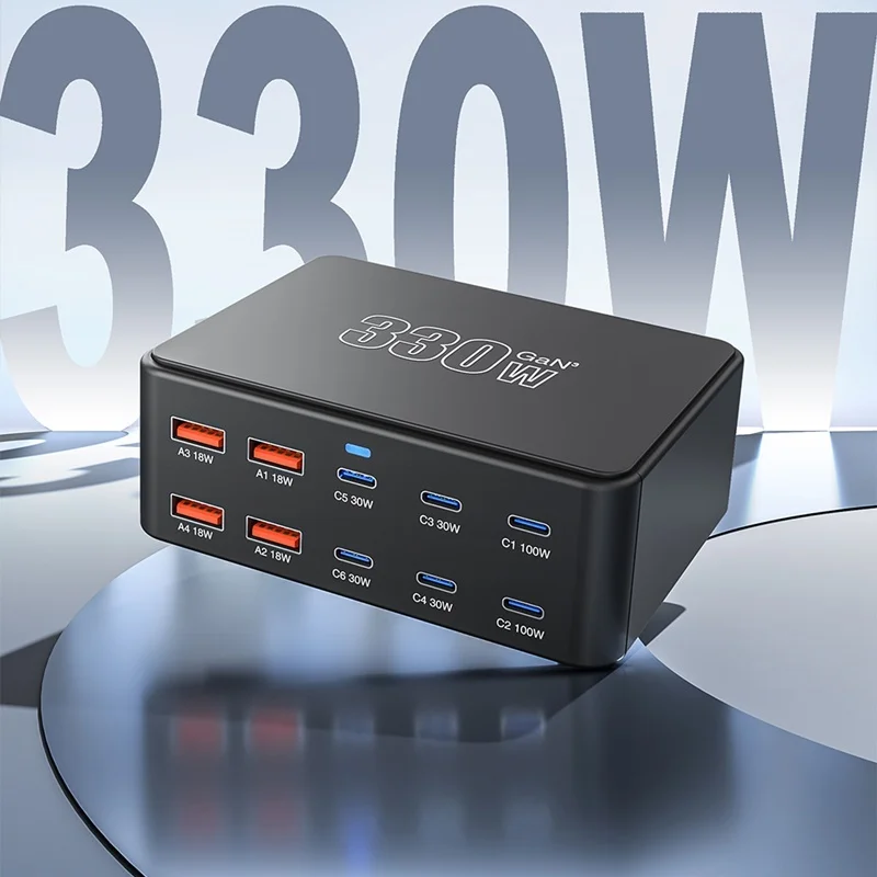 Cargador Universal USB PD100W para ordenador portátil, estación de carga rápida QC3.0 de 10 puertos USB para Iphone, Ipad, Samsung, tableta, Macbook Pro, 330W - imagen 2