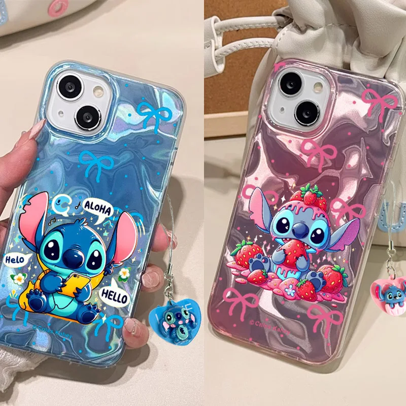 Funda de PC con lazo de dibujos animados para OPPO Reno 12 FS 12F 11F 11 Pro 10 8 7 6 5 Lite Find X3 Lite, funda de teléfono láser