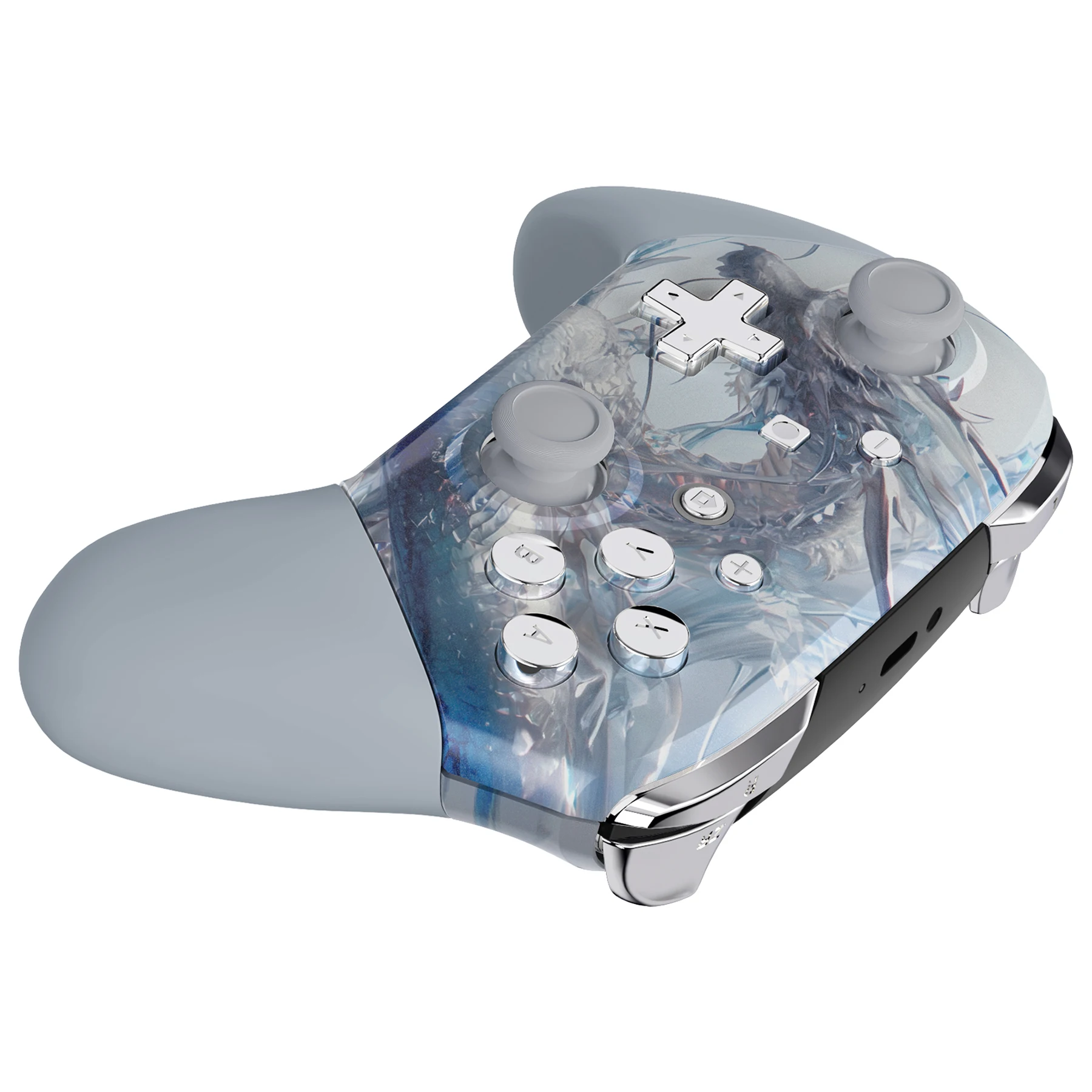 EXtremeRate-empuñaduras de placa frontal para Nintendo Switch Pro, carcasa de repuesto con botón de juego completo, dragón de cristal - imagen 5