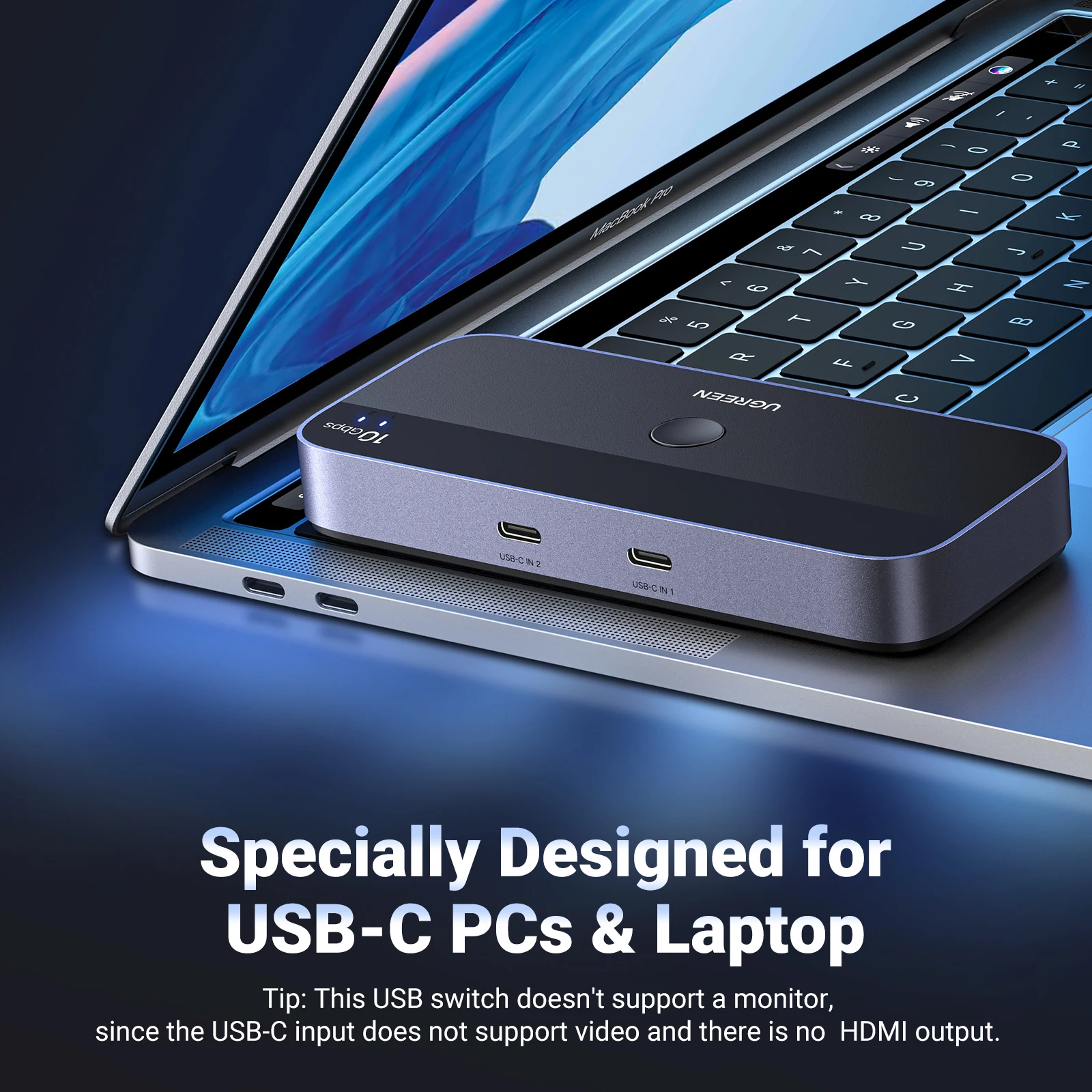 Conmutador USB-C UGREEN 10Gbps 2 Puertos 4 Dispositivos - imagen 5