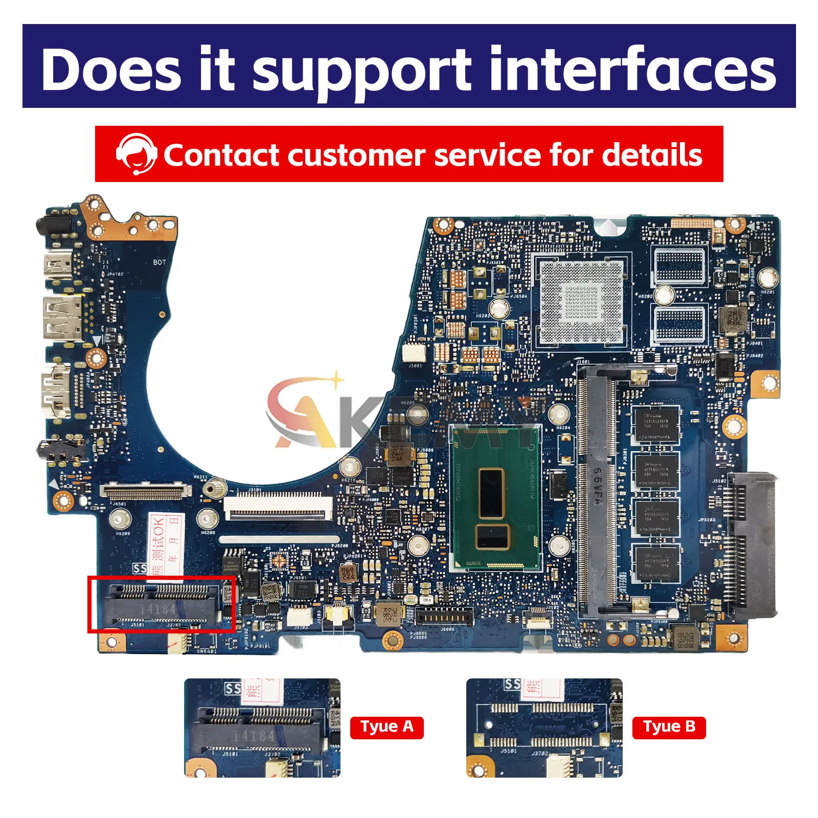 Placa base para ordenador portátil UX303LA para ASUS ZenBook UX303L BX303L U303L U3000 UX303LA UX303LN UX303LNB UX303LB con CPU I3/I5 I7 - imagen 2