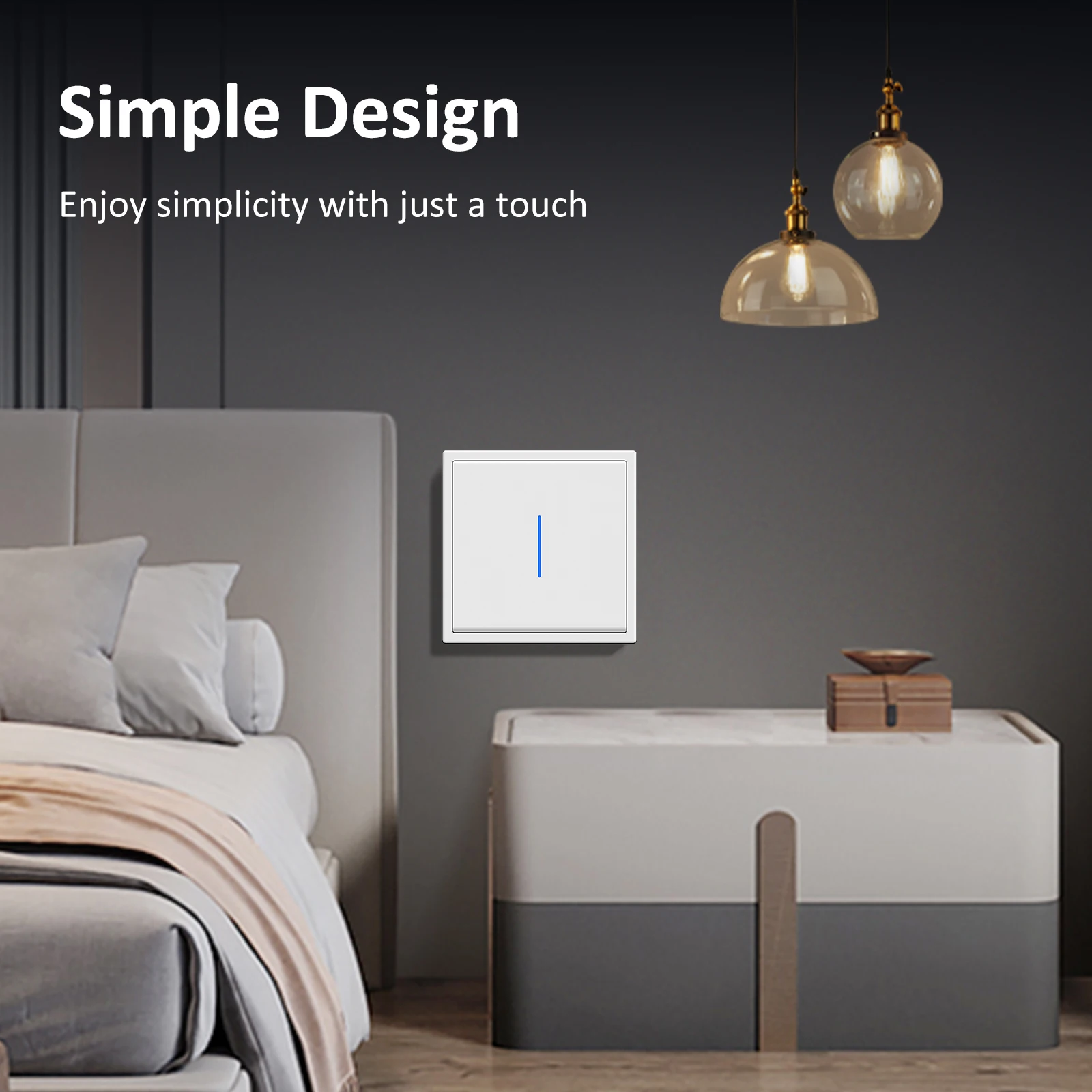 Interruptor de botón mecánico BSEED, 1/2 entradas, 1 vía, interruptor de luz de encendido/apagado, marco de plástico, interruptor de 80x80mm con indicador LED - imagen 3