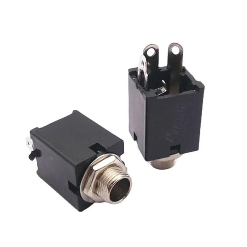 Enchufe hembra mono para auriculares, conector para micrófono, Panel de montaje de 6,35 pulgadas, tuerca de soldadura, conector de Audio de 6,5mm, 2/5/10 piezas, 3 pines, 1/4mm, 6,35mm - imagen 3