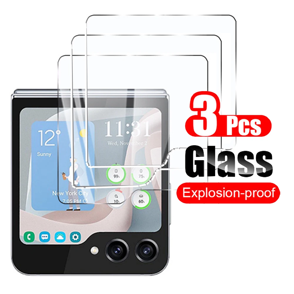 3 uds vidrio templado para Samsung Galaxy Z Flip 7 Flip7 FE 6 5 Protector de pantalla de teléfono Protector de vidrio frontal película resistente 10H transparente