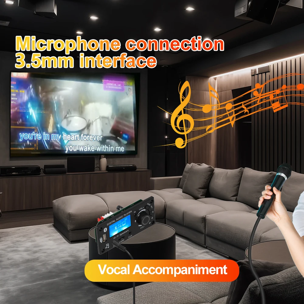 DC 12V Bluetooth5.0 LCD MP3 WMA WAV placa decodificadora grabación de llamadas manos libres Audio para coche micrófono USB TF FM Radio reproductor de música Mp3 - imagen 3