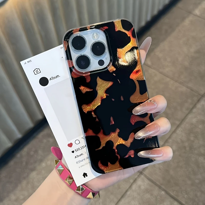Funda de teléfono con patrón de vórtice y estampado de leopardo ámbar para iPhone 17 Pro Max, fundas para iPhone 16 15 14 13 12 11 7 8 Plus XS XR 16E Air Cover - imagen 5