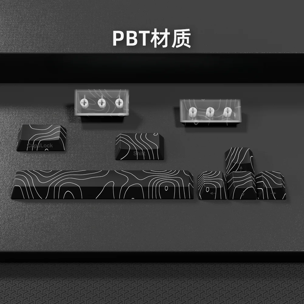 Tapa de llave de cereza tallada lateral transparente, línea 1.0T, PBT 128 teclas para interruptor MX HI75 HI8 68 F99 104 64 Wooting, teclado mecánico - imagen 5
