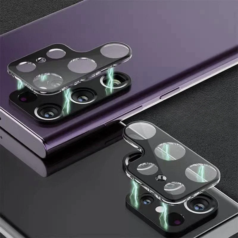 2 uds cristal de lente de cámara negro para Samsung Galaxy S24 S25 Ultra Plus S24 S23 Ultra Plus S22 Ultra Protector de pantalla de lente de cubierta completa