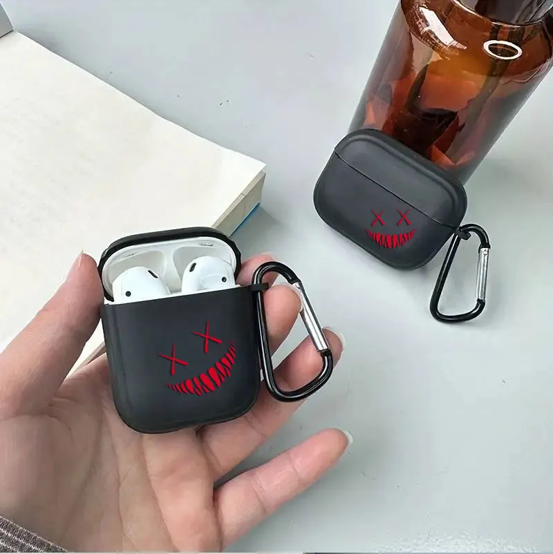 Funda para Airpods con sonrisa roja en la cara, funda para auriculares para Airpods 1, 2, 3, 4 Pro, funda para Airpod de 2 generación, regalo para novio - imagen 3