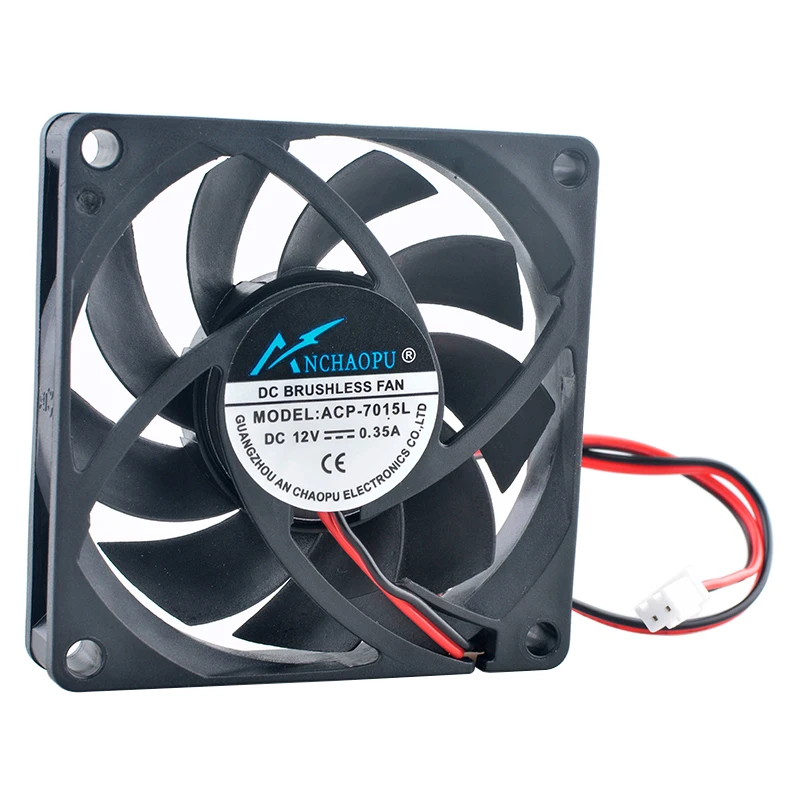 Ventilador de refrigeración de alta velocidad para cargador de energía de chasis, 7cm, 70mm, 70x70x15mm, cc 12V, 0.35A, 2 pines, 3800rpm