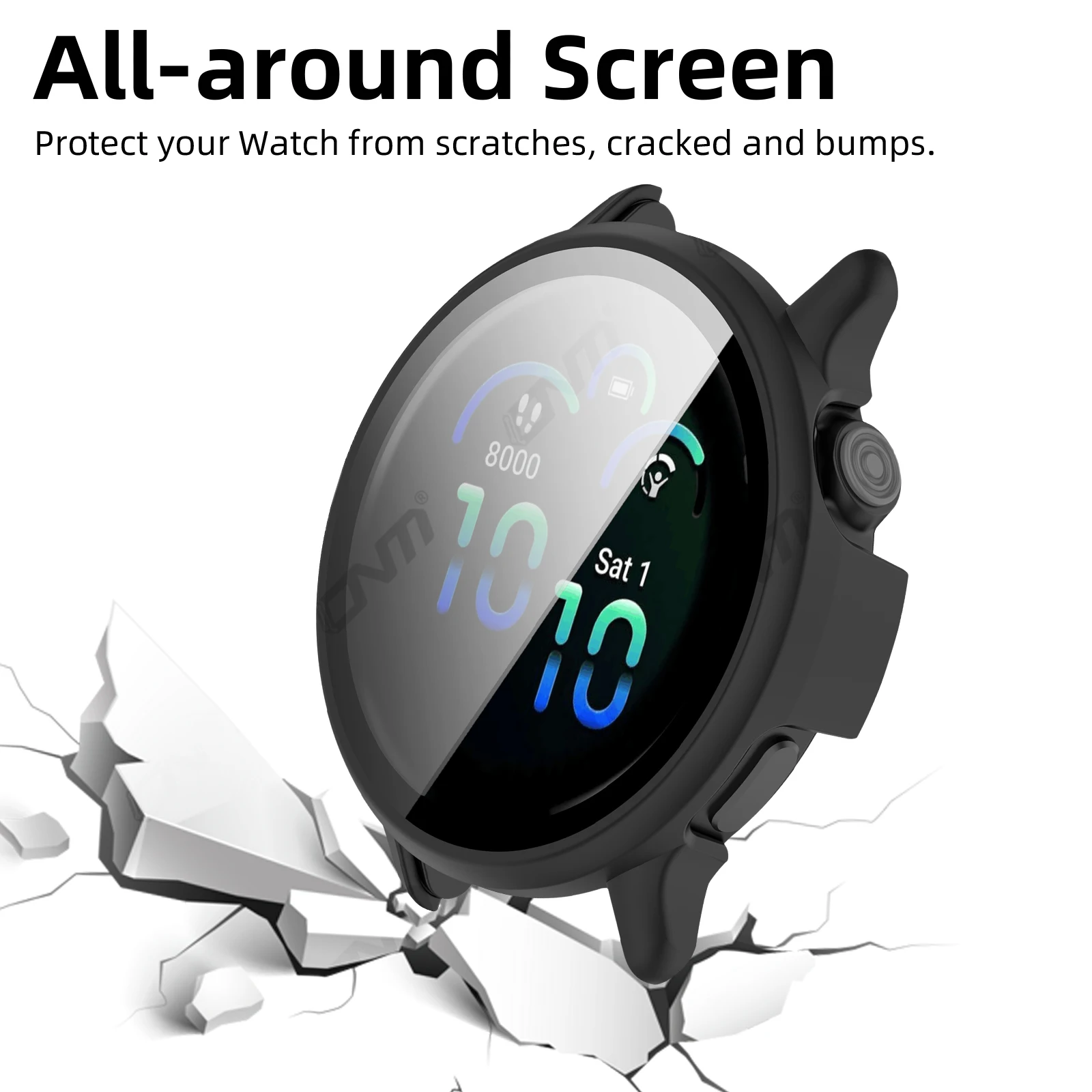 Vidrio + funda para Garmin VivoActive 6, Protector de pantalla de vidrio templado y parachoques protector de PC duro para accesorios Vivo Active 6 - imagen 5