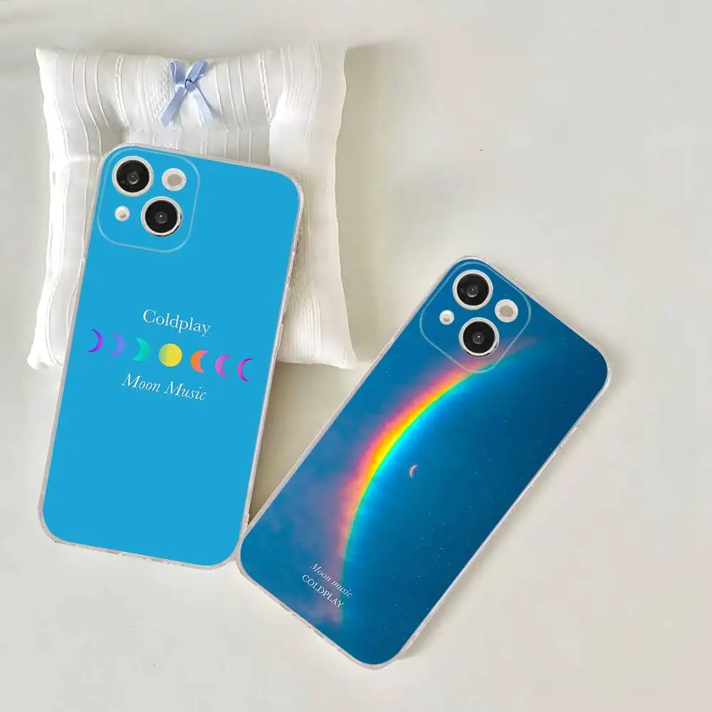Funda de teléfono transparente con banda Moon Music Coldplay para IPhone 16, 15, 14, 13, 12, 11 Pro Max Plus, funda suave - imagen 2