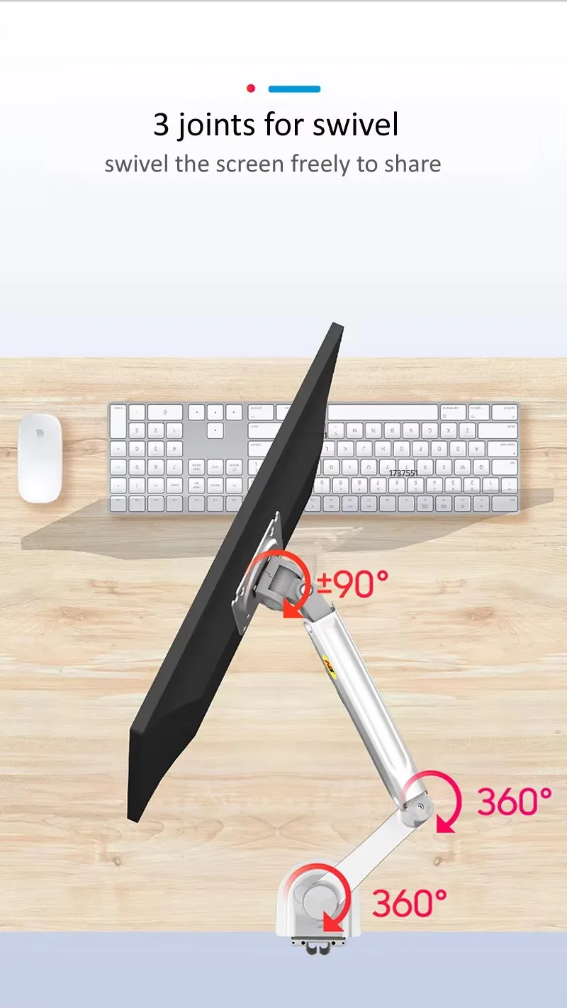 NB nuevo H100 22-35 "soporte de Monitor de resorte de Gas brazo montaje de TV LCD de movimiento completo 2-12kg ergonómico soporte de abrazadera de doble brazo USB3 - imagen 4