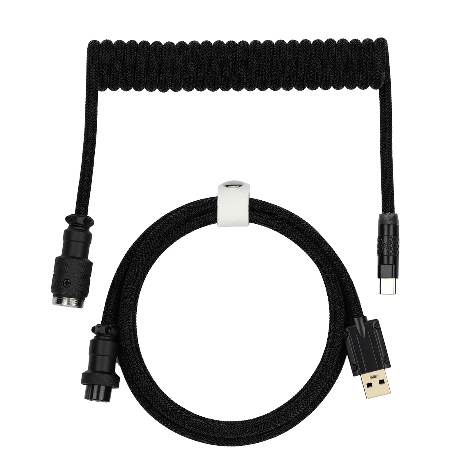 EPOMAKER Mix Pro Cable USB C en espiral Cable de doble manga de 1,5 m para teclado mecánico con conector aviador desmontable de 4 pines - imagen 4