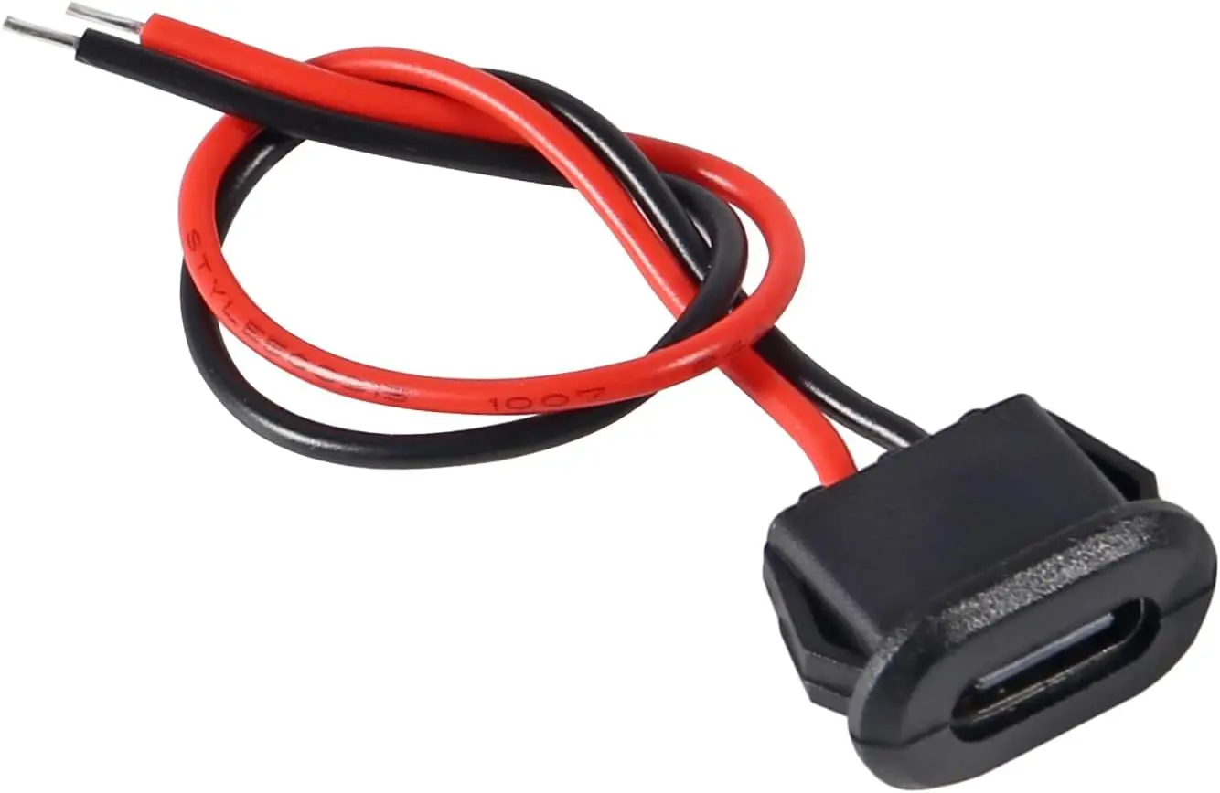 Conector USB tipo C hembra de 2 pines, resistente al agua, con enchufe hembra, puerto de carga de carga rápida, enchufe de cargador USB-C, 10 Uds.