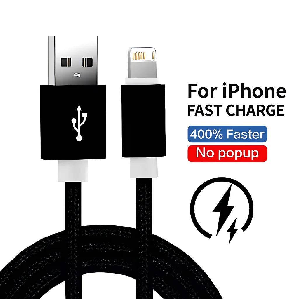 Cable de carga USB para iPhone 11 12 mini 13 14 Pro Max X XR XS Max 6 6S 7 8 Plus SE Cables de carga rápida línea de datos trenzada de nailon - imagen 5