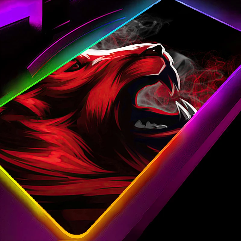 Alfombrilla de ratón LED RGB, alfombrilla de ratón de goma con patrón de dibujos animados, alfombrilla de juego, accesorios para PC, alfombrilla de escritorio, alfombrilla antideslizante para teclado de tigre de oficina - imagen 5