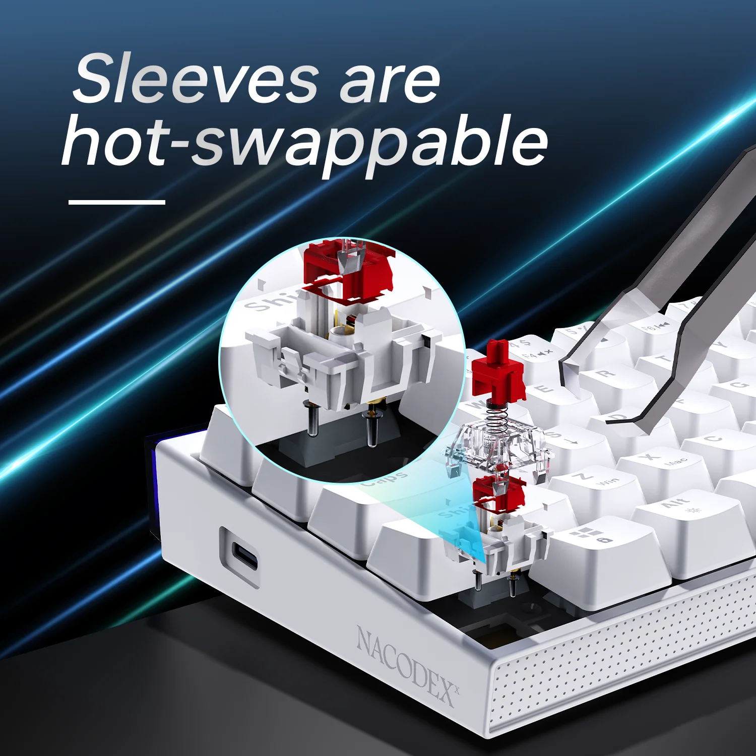 Nuevo Teclado mecánico Ajazz Nacodex Nk68, tecla de terreno, barra de luz Rgb, teclado de conexión con cable de 68 teclas para juegos y oficina - imagen 4