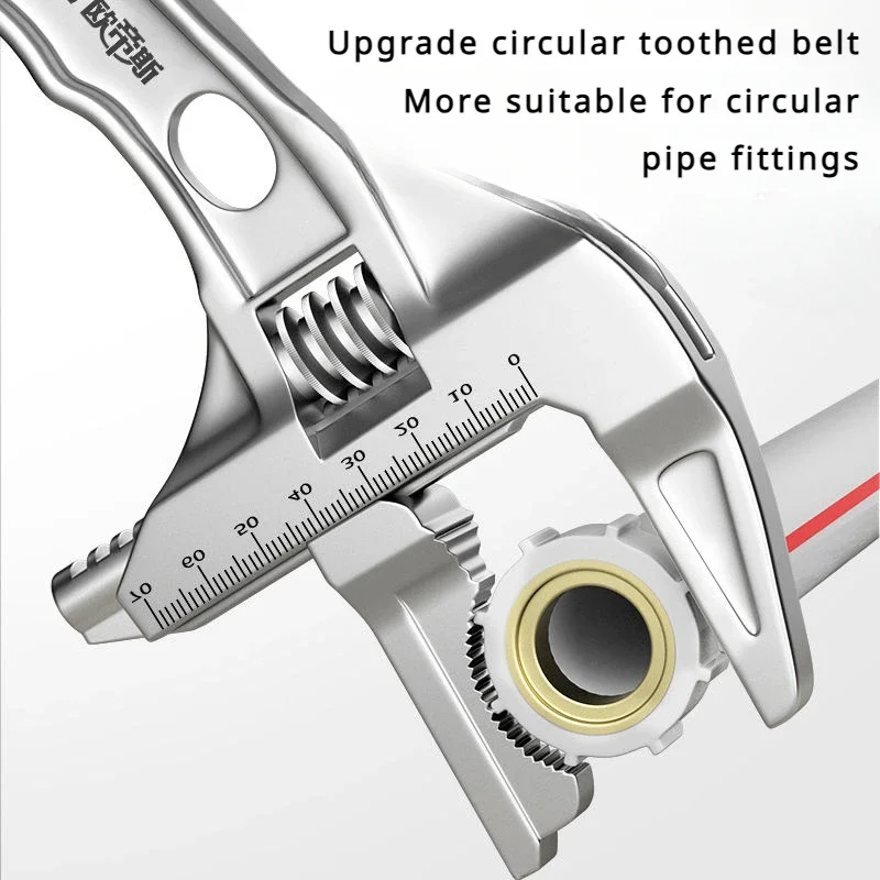 OUDISI llave ajustable multifuncional de doble uso, llave de extremo abierto grande de cuatro usos, llave ajustable de tubo de baño abierto para el hogar - imagen 5