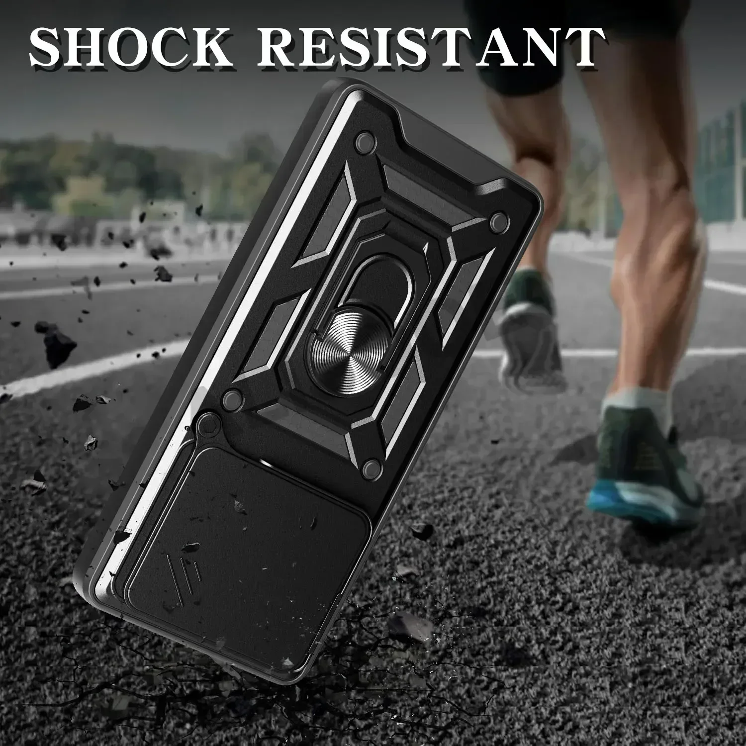 Armadura Funda para POCO M7 Pro 5G Funda deslizante Cámara anillo giratorio soporte Funda a prueba de golpes para Xiaomi POCO M7 Pro 5G Capa Funda - imagen 5