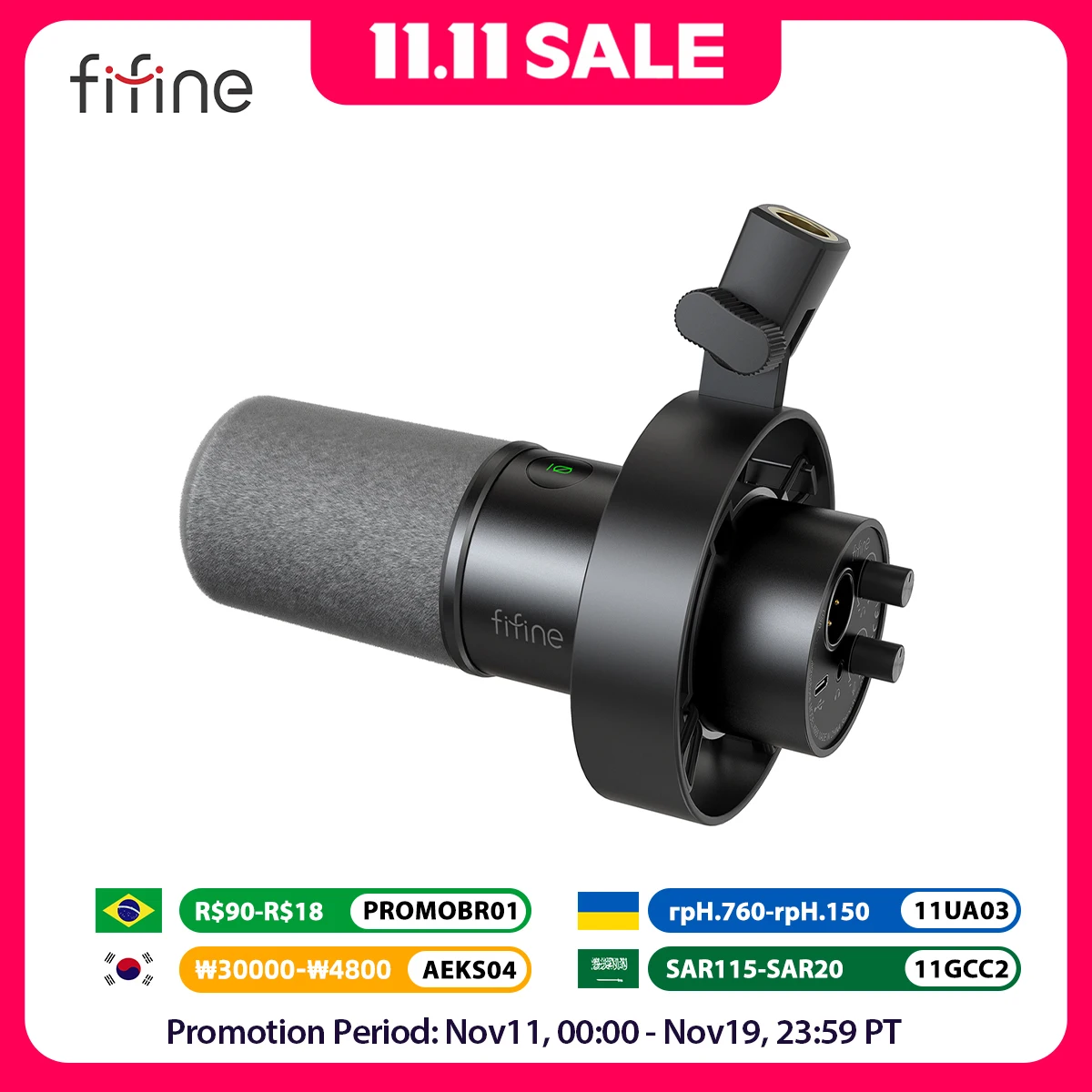 Micrófono dinámico FIFINE USB/XLR con soporte de choque, tecla táctil, conector para auriculares y Control de volumen, para grabación de PC o tarjeta de sonido-K688 - imagen 2