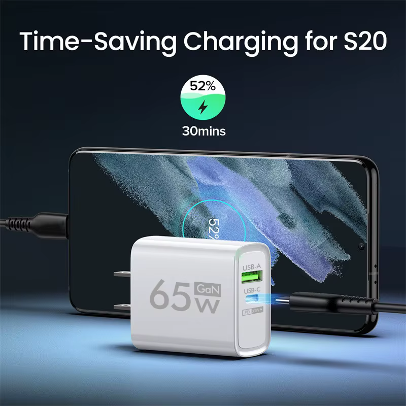 Cargador GaN de 65W USB tipo C, adaptador de carga rápida para teléfono móvil para iPhone 14, Samsung, Huawei, carga rápida 3,0, cargador USB PD de pared - imagen 4