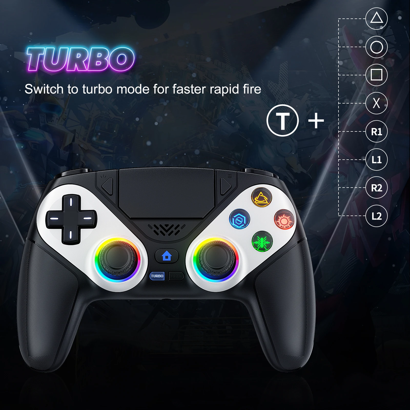 Bonacell-mando inalámbrico para Playstation 5, controlador de consola de Pc Ps5 con programación de vibración Turbo Dual Sense - imagen 5
