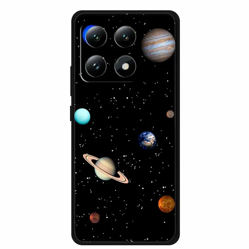 Para Xiaomi 15T 5G protección negra paisaje impreso parachoques de silicona suave para Xiaomi 15T Pro 5G Cloud Planet pintado parachoques Coque - imagen 2