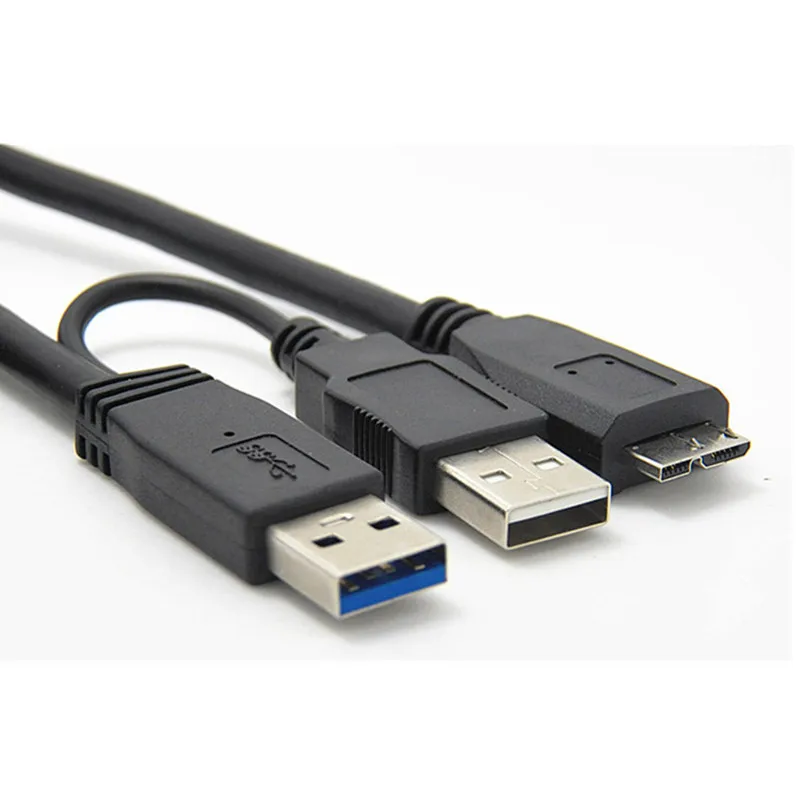 Cable dual USB 3.0 A a Micro-B USB 3.0 Y para caja HDD Cable de computadora Longitud del conector 60 cm
