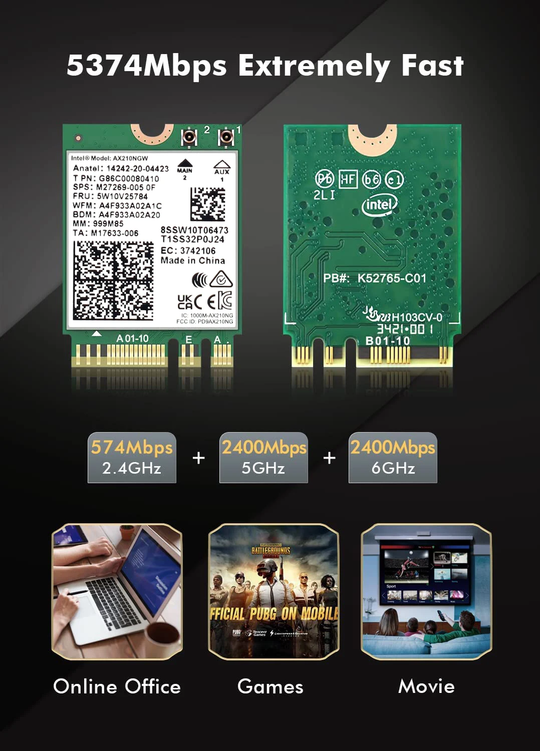 Tarjeta WiFi 6 Intel AX210NGW M.2 - Bluetooth 5.3 Doble Banda - imagen 4