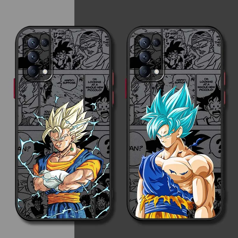 D-Dragon Ball Art Goku Saiyan funda para OPPO A96 A78 A74 A72 A58 A53 Reno 10 8 7 6 Lite 5G funda de teléfono translúcida esmerilada - imagen 2