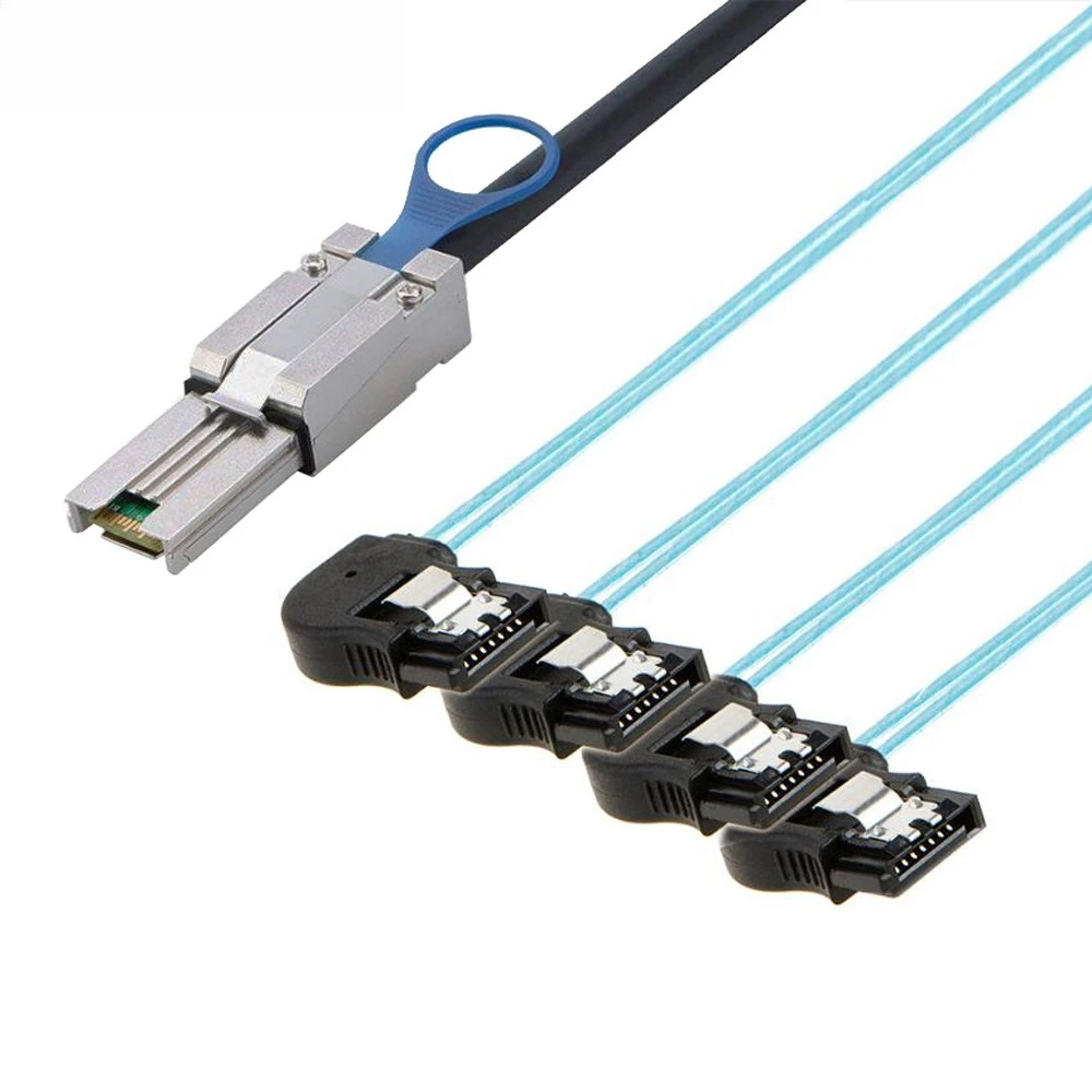 MINI SAS SFF-8088 a 4 SATA 7P servidor hembra doblado a la izquierda conversión superpuesta longitud del Cable de alta velocidad opcional 0,5 M 1M 2M 3M - imagen 4