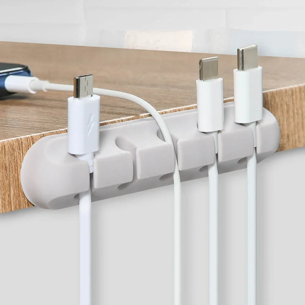 Enrollador de Cable USB de silicona, Clips de gestión de orden de escritorio en soporte de Cable de escritorio para ratón, auriculares y ordenador - imagen 3