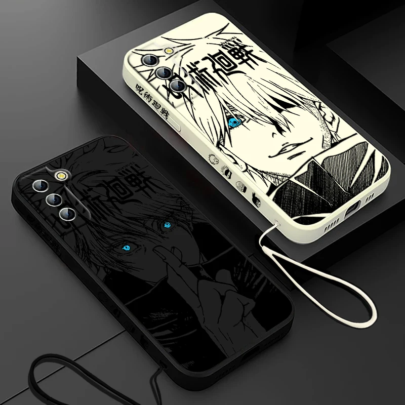 Jujutsu Kaisen Gojo Anime Phone Case para Samsung Galaxy S24 S23 S22 S21 S20 Pro FE Plus Ultra Liquid Left Rope Cover - imagen 2