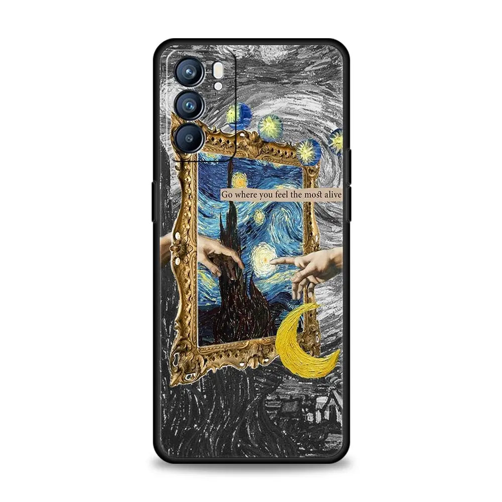 Funda de teléfono con arte de van gogh, carcasa con cielo estrellado para Oppo Reno8, Reno7, Reno6 Pro, A54, 5G, Find, X6, X5, A53, A52, A9, A15, A95, A17, A16, A74, A57, A31 - imagen 3