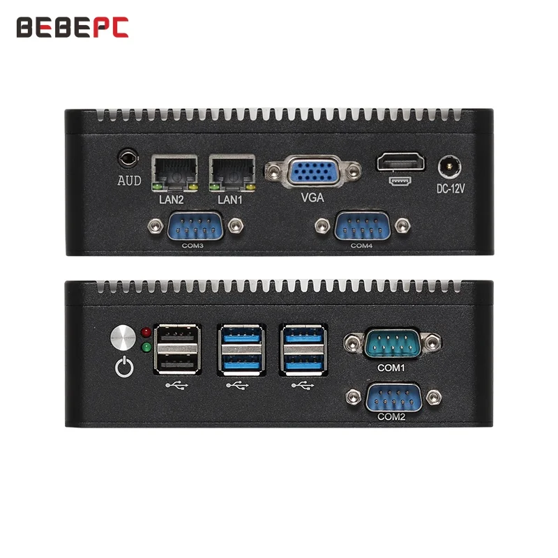 BEBEPC-Mini PC Industrial Sin ventilador, Intel Celeron N5100, DDR4, 2 LAN, 4 COM, RS232, RS485, WiFi, 4G, LTE, Windows 11/10, Linux