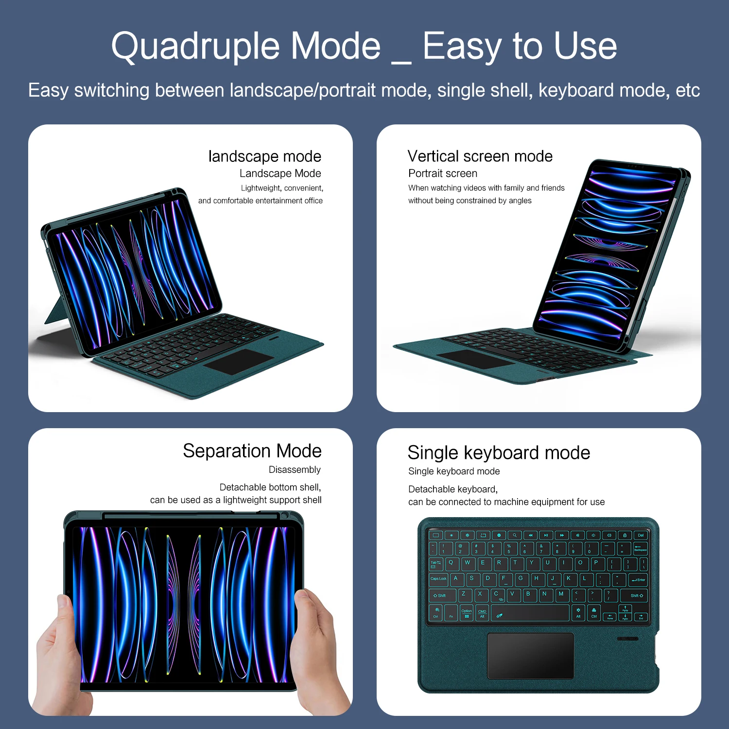 HUWEI teclado mágico para iPad Air 11 pulgadas M3 2025 M2 funda para iPad Air 4th 5th 6th Gen Pro 11 "cubierta de teclado retroiluminado Folio - imagen 5