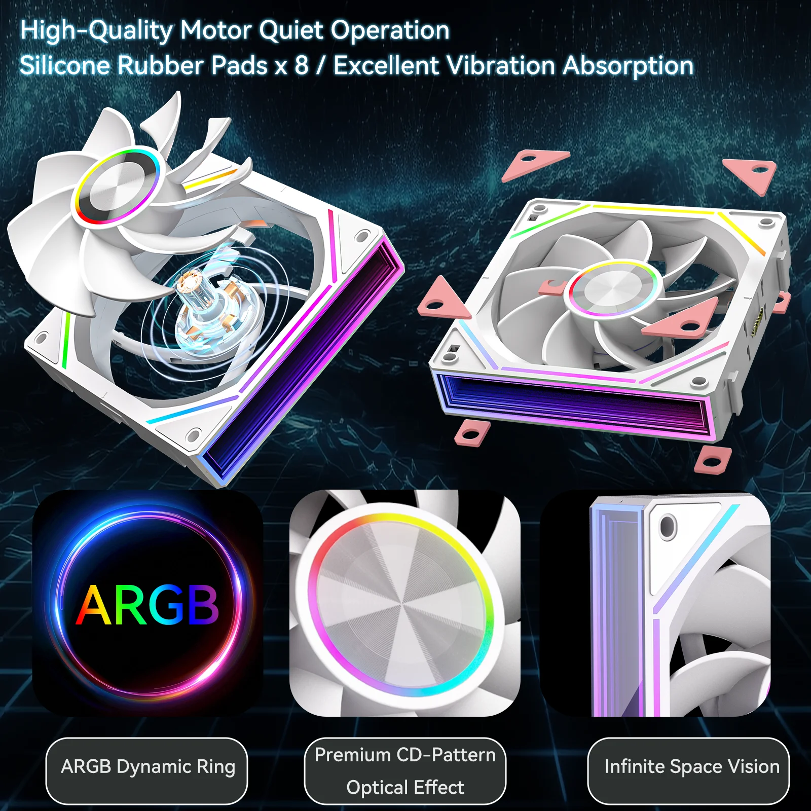 GSCOLER FB120 ARGB ventilador de refrigeración de CPU 120mm PWM ARGB ventilador de caja silenciosa ventilador de chasis de empalme inalámbrico con Mini controlador - imagen 2
