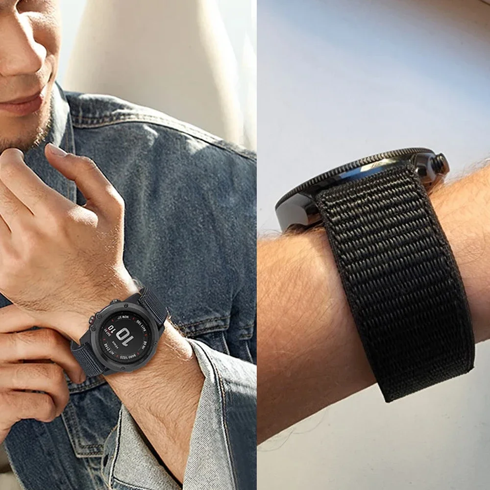 Correa de nailon con gancho de 26mm y 22mm para reloj Garmin Instinct 3 E 45mm 50mm/Fenix E 8 7 7X Pro 6X/Epix Pro Gen 2/TACTIX 8, 1 Uds. - imagen 5