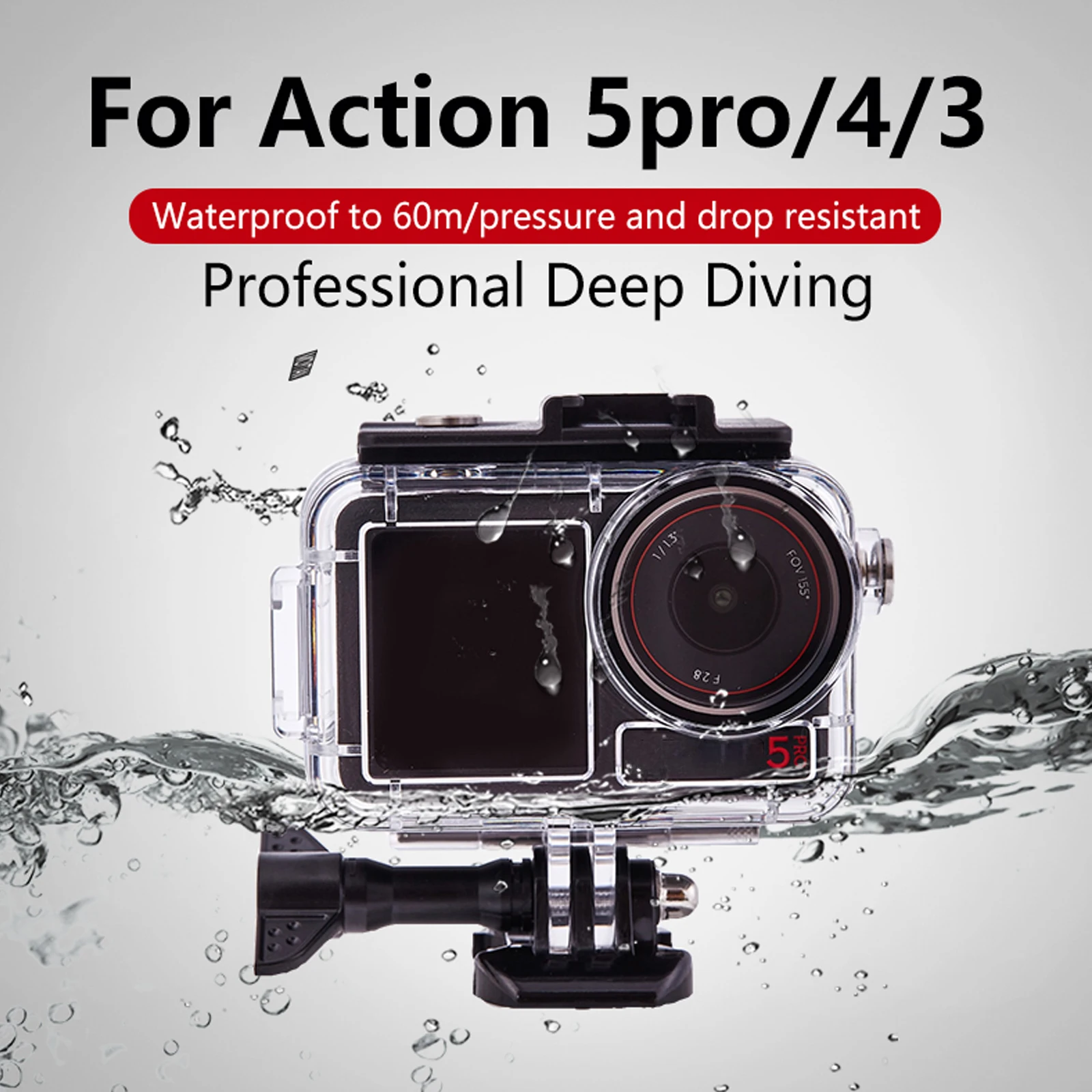 Carcasa de buceo impermeable subacuática de 196 pies/60M para DJI Osmo Action 5 Pro Action 4 Action 3 Accesorios - imagen 2