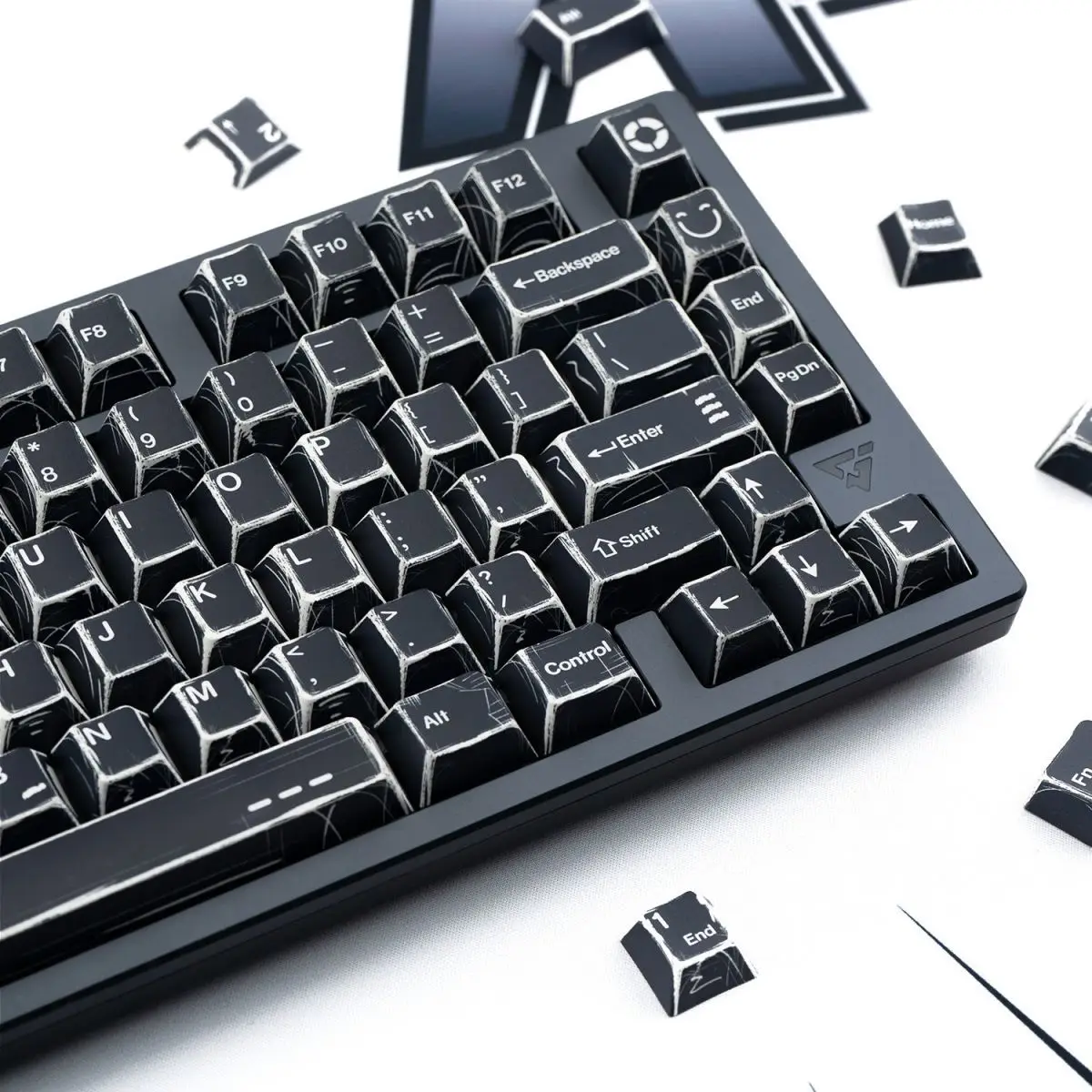 Teclas PBT de sublimación de tinte de cómic negro coreano/alemán/inglés teclas de teclado de perfil de cereza para interruptores MX Keybaord - imagen 3