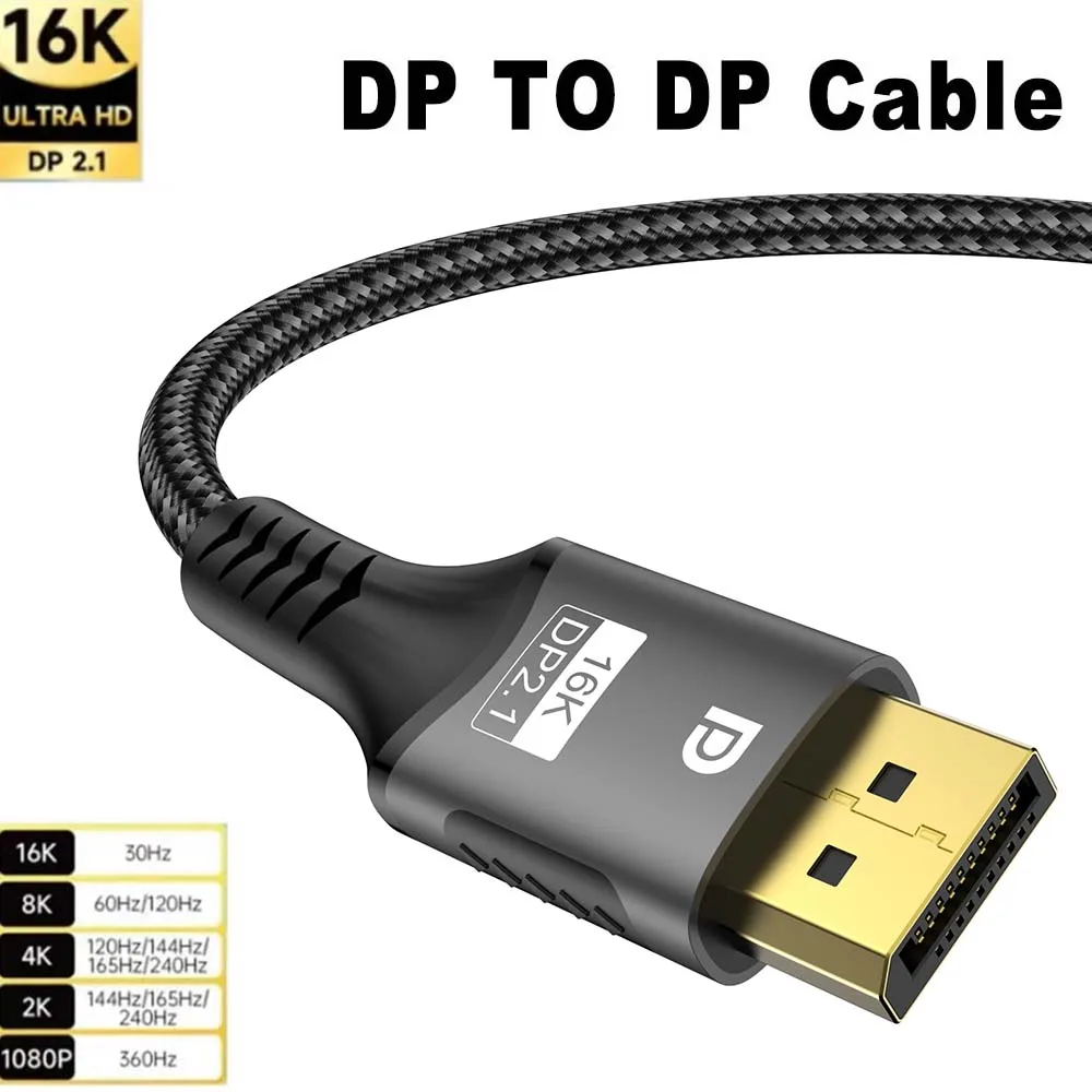 Cable FDBRO Displayport 2,1 16K DP 8K @ 120Hz/60Hz 4K @ 240Hz 80Gbps HDR Cable de Audio y vídeo para ordenador portátil Xbox proyector Monitor de juegos - imagen 2