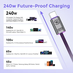 Cable USB-C PD 240W Carga Rápida Universal iPhone Samsung Xiaomi