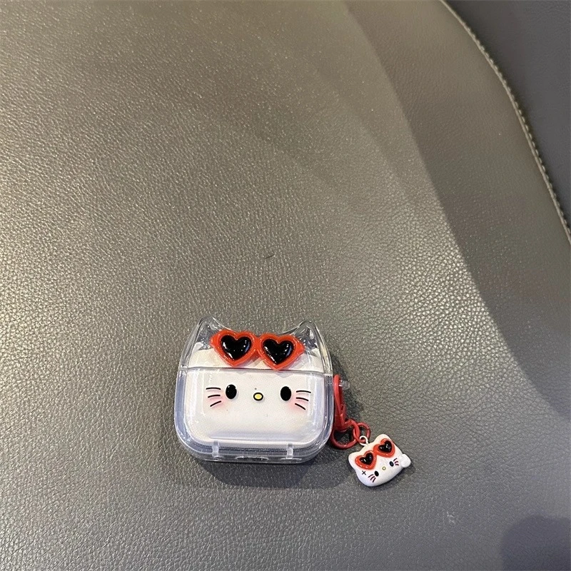 Gafas Kitty Cat funda para auriculares para AirPods 4 (2024) Airpod Pro 1 2 3 auriculares Bluetooth caja de carga cubierta protectora para auriculares - imagen 4