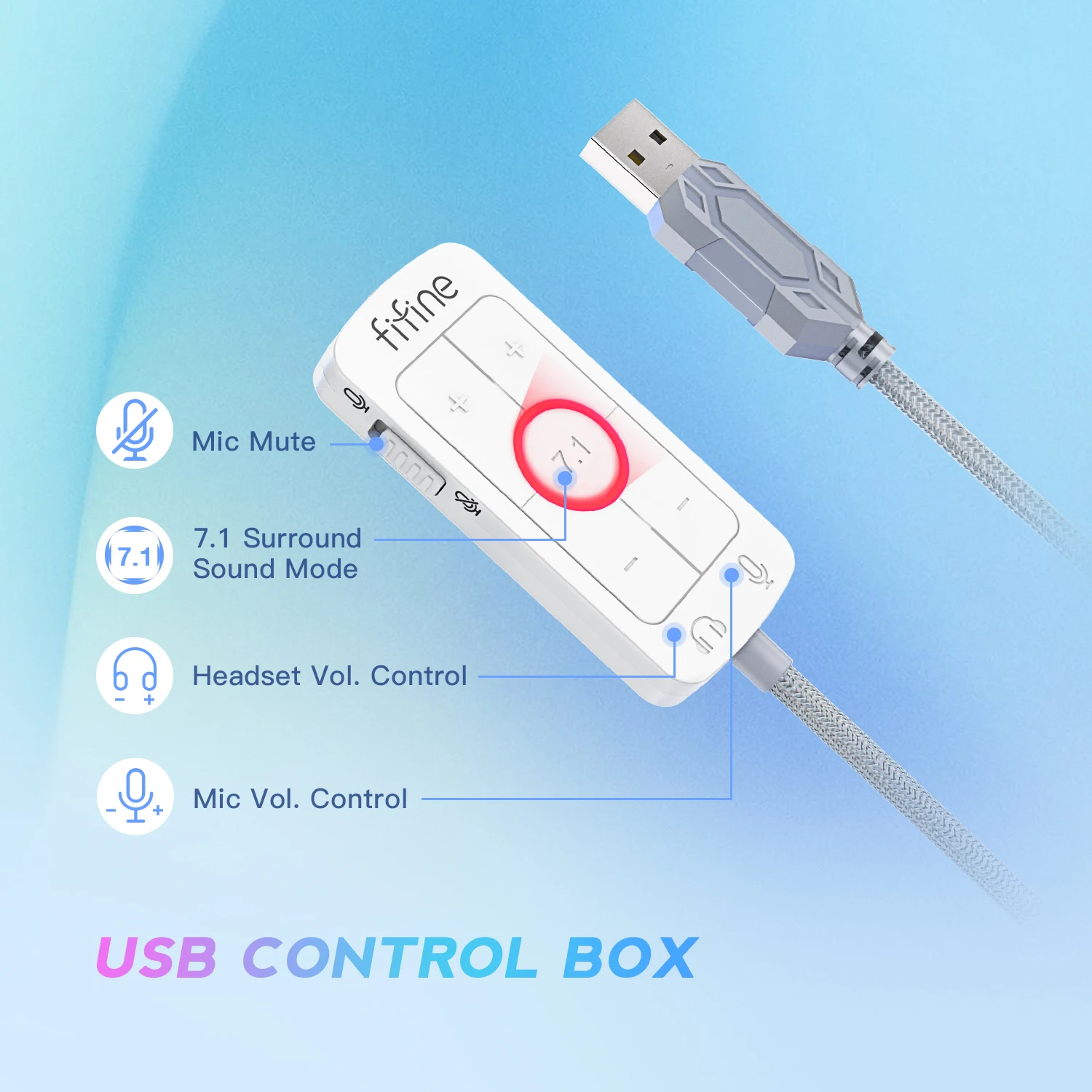 FIFINE-auriculares para juegos USB con sonido envolvente 7,1/conector de 3,5mm/micrófono, auriculares con cable sobre la oreja para PC PS4/5 Xbox Ampligame H9W - imagen 5