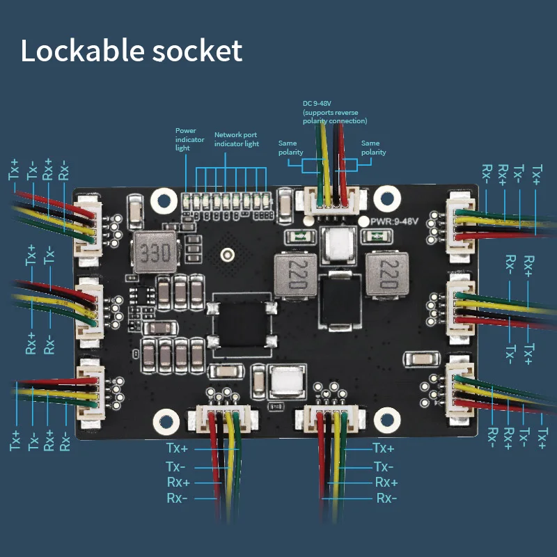 Interruptor de seguridad intrínsico para minería, control industrial, comunicación por satélite, interruptor industrial de 8 puertos, 100Mbps, placa base PCBA - imagen 3