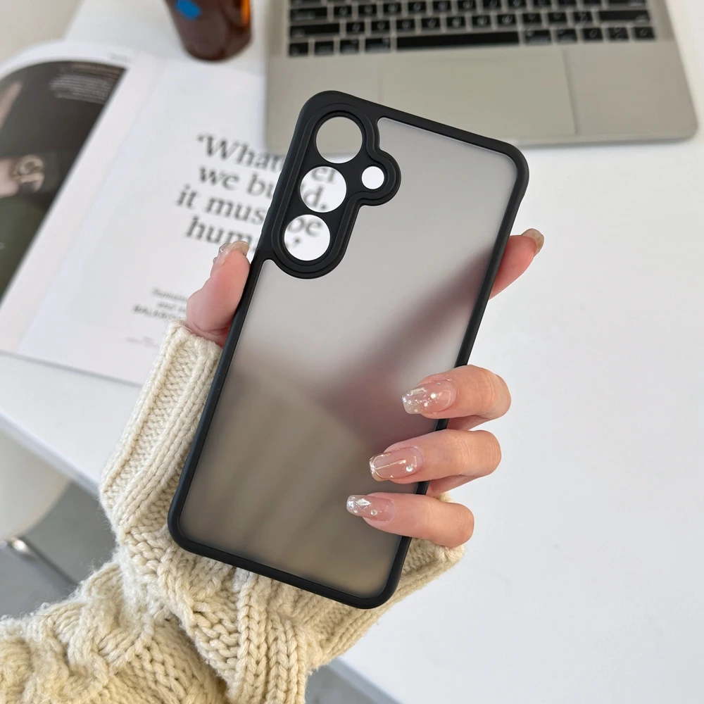 Funda de teléfono negra transparente mate para Samsung Galaxy S25 Edge S23 S24 Ultra S24 Plus, marco de silicona suave, cubierta antiarañazos para cámara - imagen 5