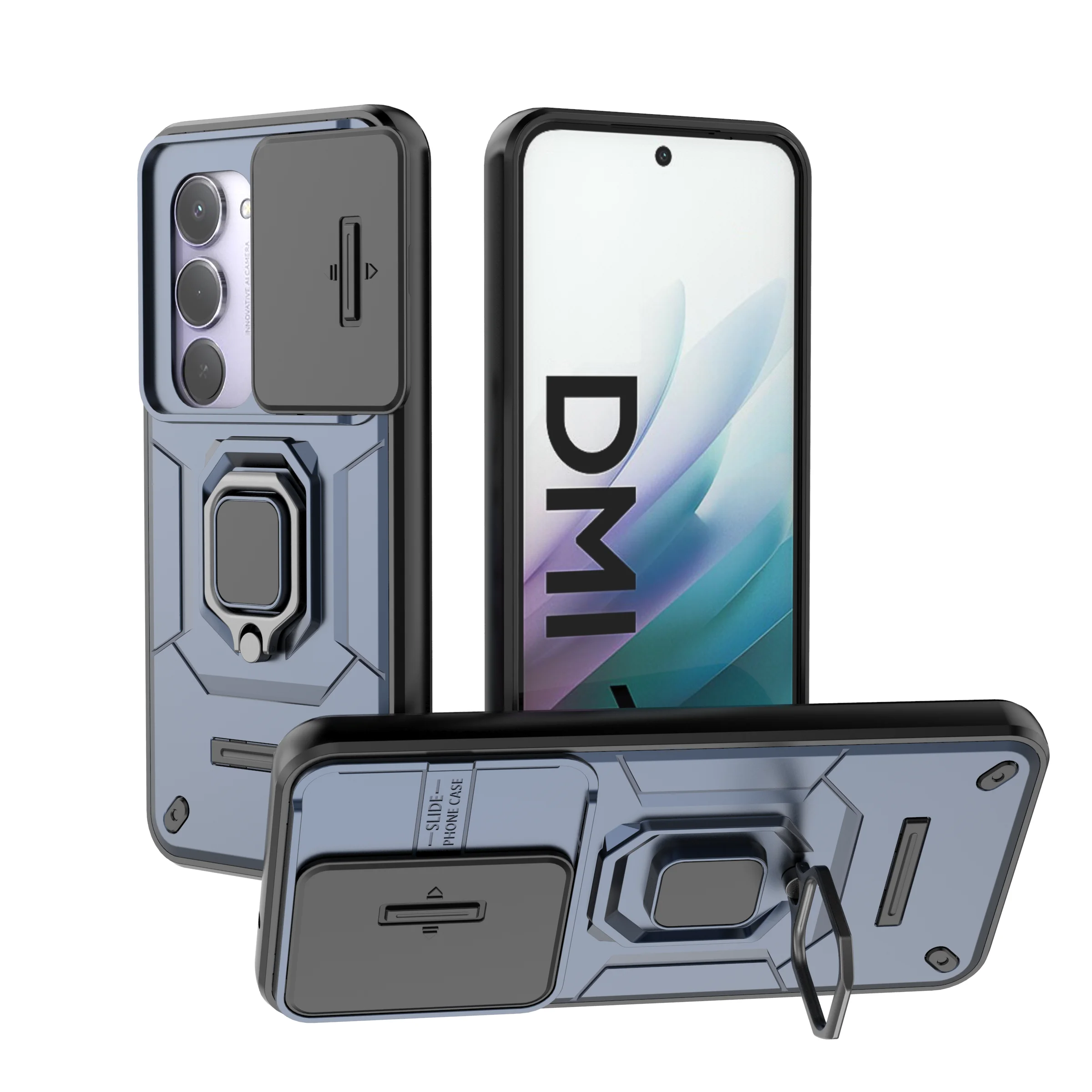 Para Redmi 15 Funda deslizante para ventanas Redmi 15 Funda Coque soporte de batalla Push Window Funda de teléfono a prueba de golpes Redmi 15