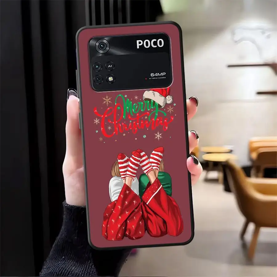 Funda de Feliz Navidad para Xiaomi Poco C50 M5 M3 M4 M7 Pro C61 X3 X4 X5 X7 Pro C75 C71 F1 F3 C40 funda de teléfono suave negra - imagen 3